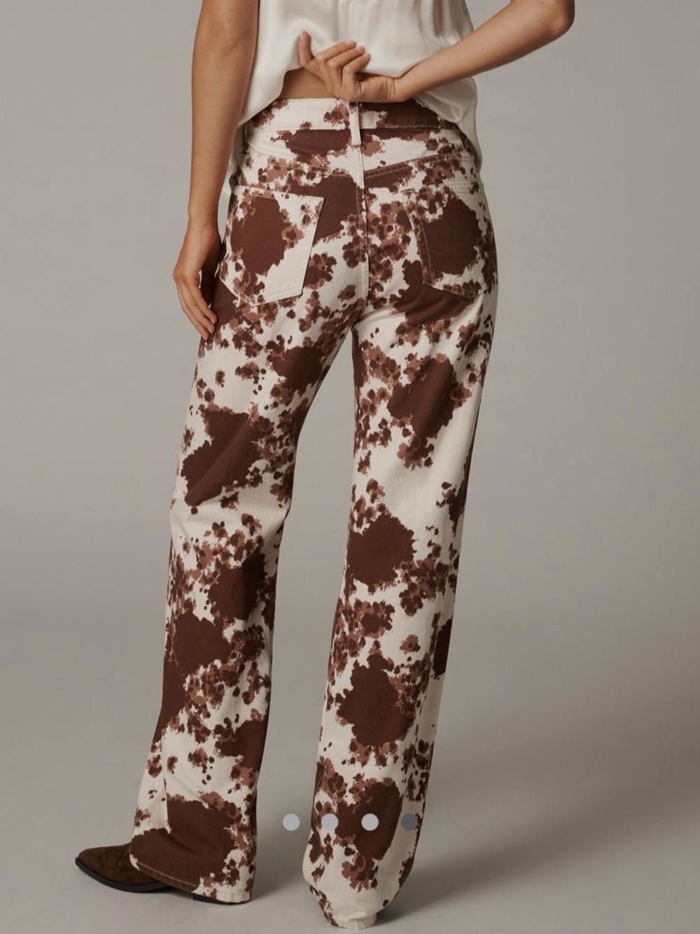 Reformation Brown and White Cowprint Straight Jeans - Picture 4 of 5